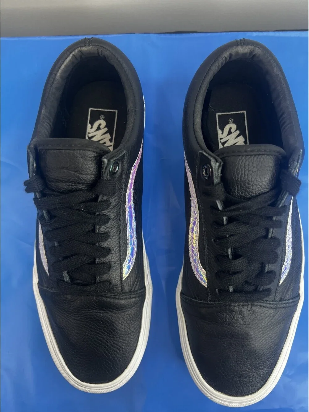 Vans Old Skool Black Iridescent Holographic Stripe Shoes Men 8 Women 9.5